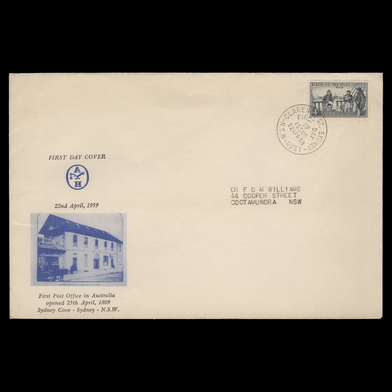 Australia 1959 (FDC) 4d Post Office Anniversary, SYDNEY