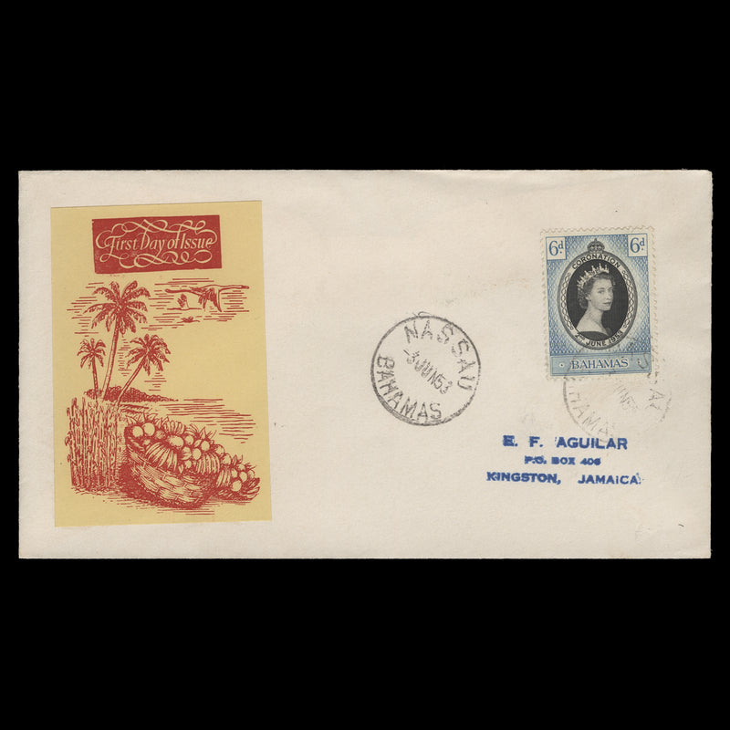 Bahamas 1953 (FDC) 6d Coronation, NASSAU