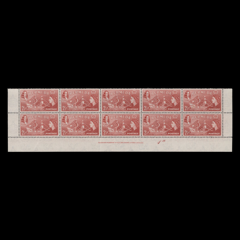 Bermuda 1953 (MNH) 2½d Sir George Somers imprint/plate 1a block