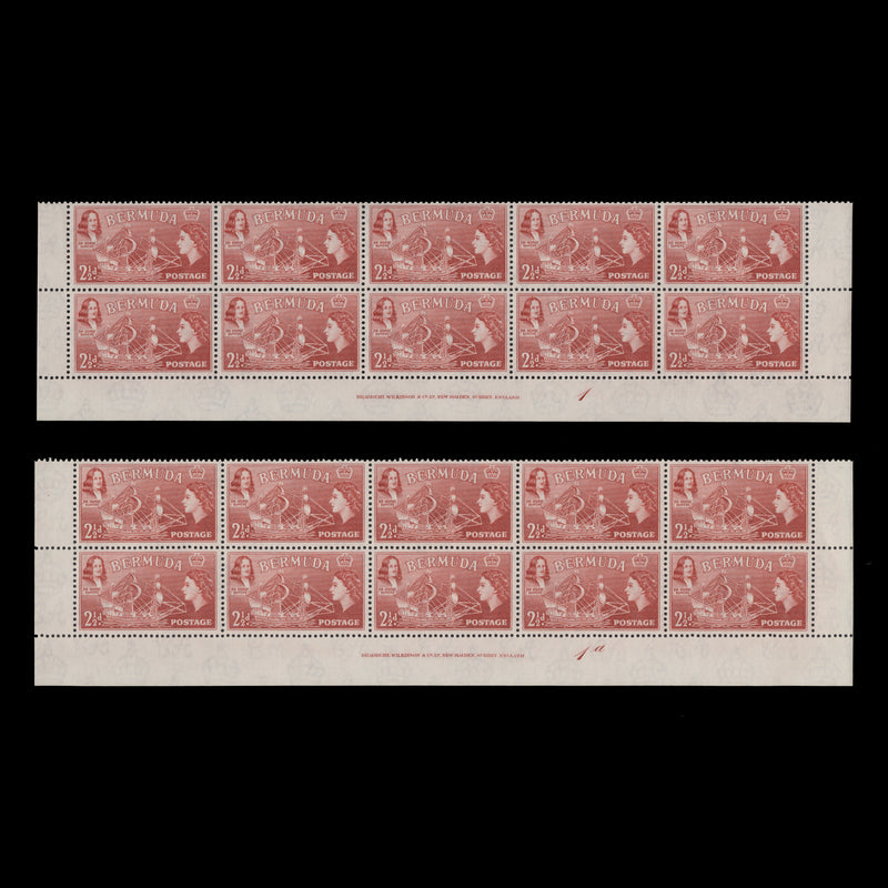 Bermuda 1954 (MNH) 2½d Sir George Somers imprint/plate blocks