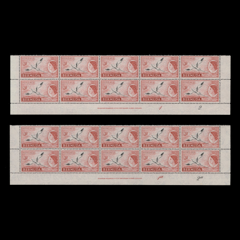 Bermuda 1960 (MNH) 8d White-Tailed Tropic Bird imprint/plate blocks