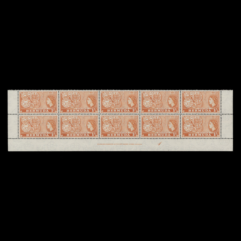 Bermuda 1960 (MNH) 1s Early Coinage imprint/plate 1 block