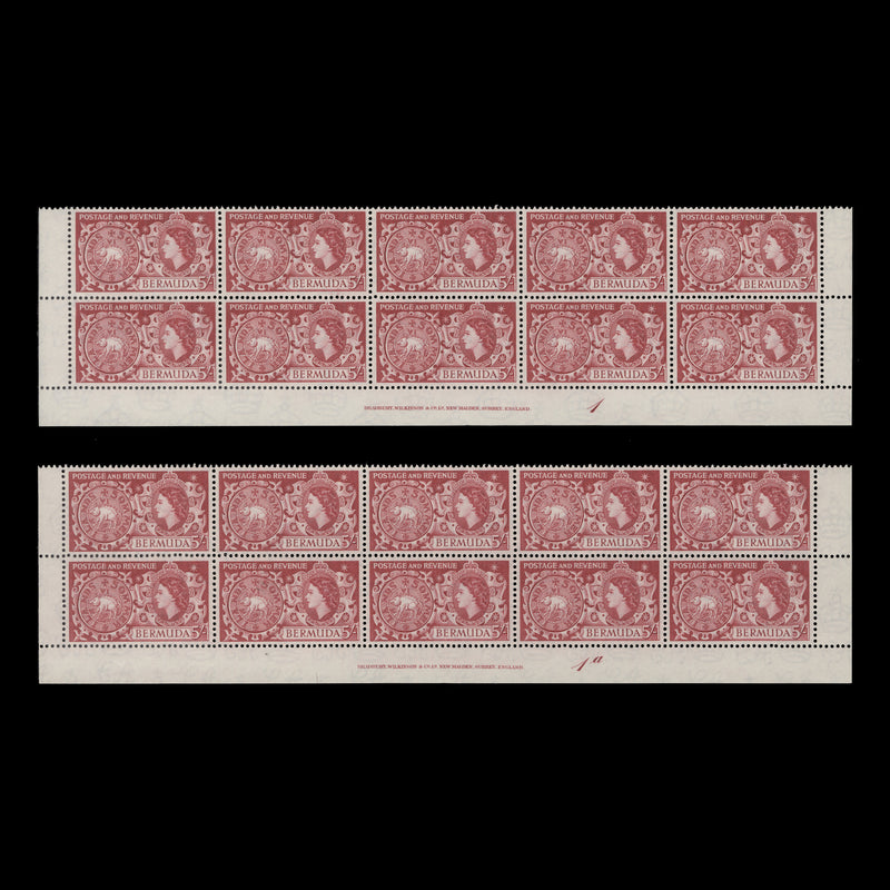 Bermuda 1960 (MNH) 5s Tog Coin imprint/plate blocks