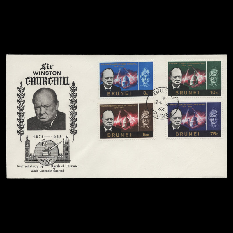 Brunei 1966 Churchill Commemoration first day cover