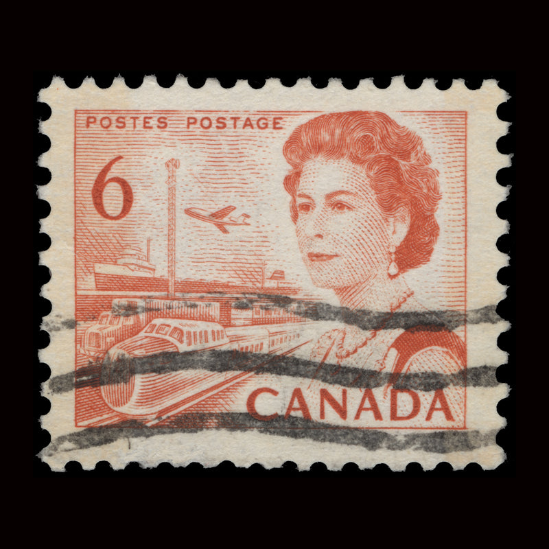 Canada 1969 (Used) 6c Queen Elizabeth II on white fluorescent paper, perf 12½ x 12