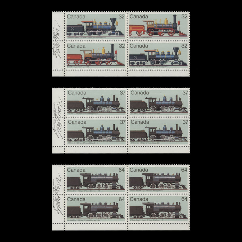 Canada 1984 (MNH) Locomotives imprint blocks signed by Ernst Roch