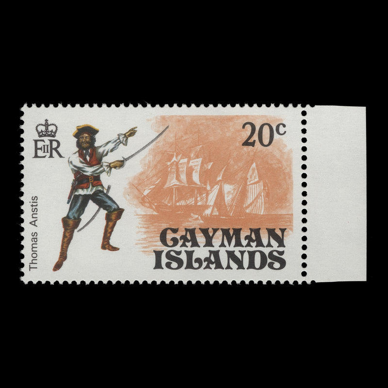 Cayman Islands 1975 (Variety) 20c Pirates with watermark to right