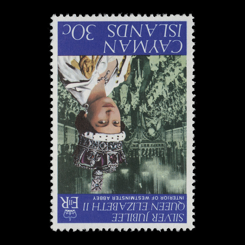 Cayman Islands 1977 (Variety) 30c Silver Jubilee with inverted watermark