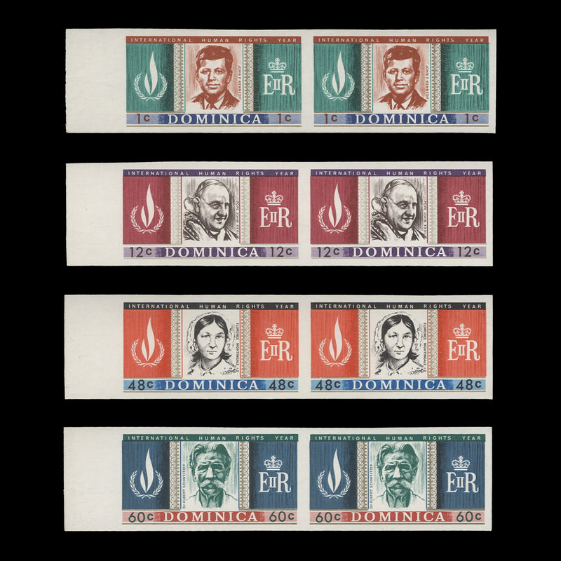 Dominica 1968 Human Rights Year imperf proof pairs