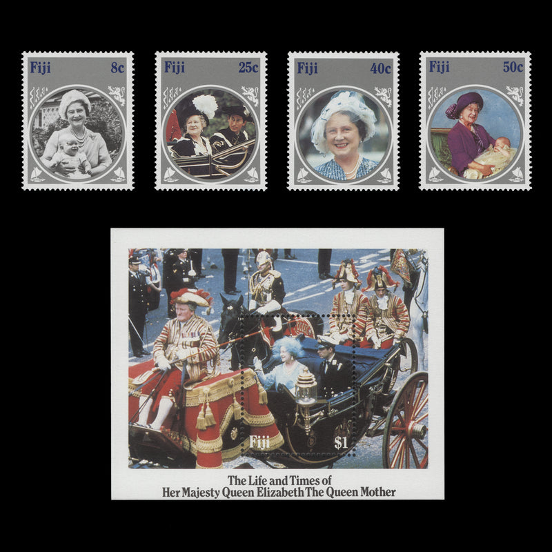 Fiji 1985 (MNH) Life and Times of the Queen Mother set and miniature sheet