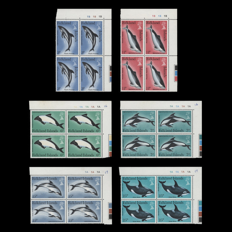 Falkland Islands 1980 (MNH) Dolphins & Porpoises plate blocks