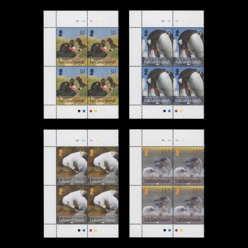 Falkland Islands 2015 (MNH) Birds and their Young plate blocks