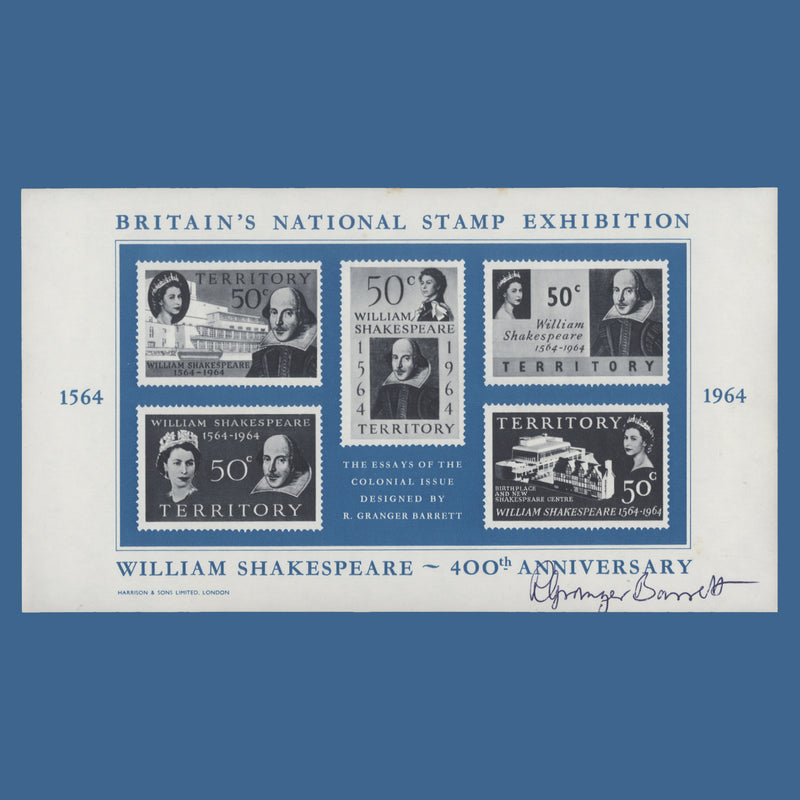 Great Britain 1964 Stampex, London souvenir sheetlet signed by Richard Granger Barrett