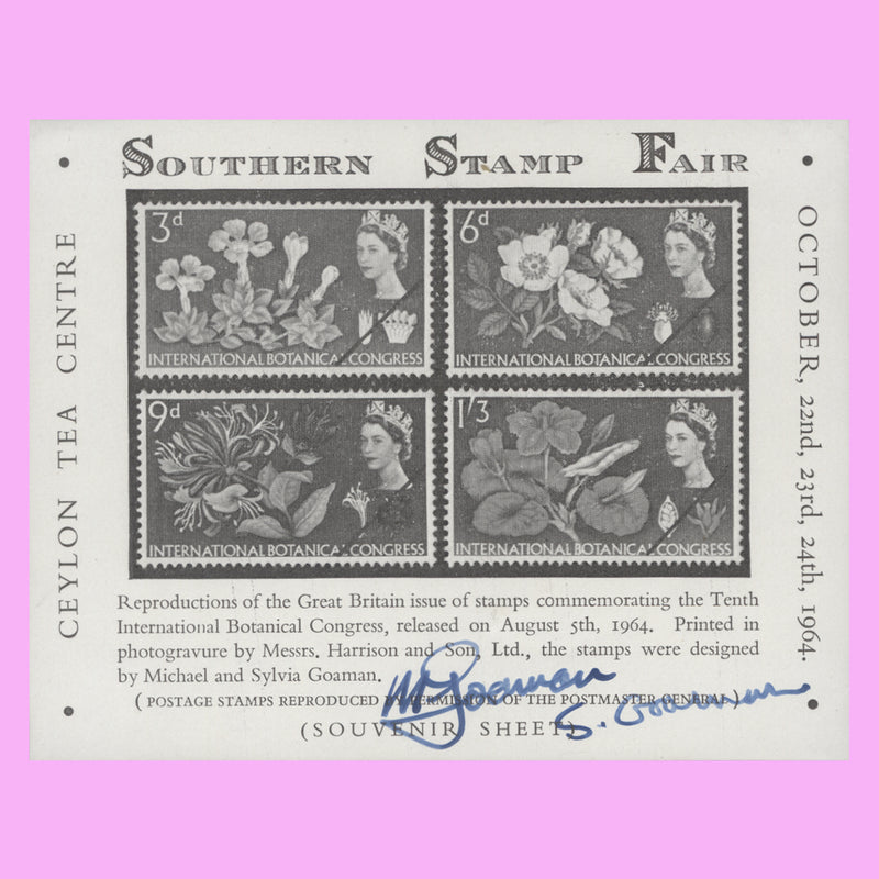Great Britain 1964 Southern Stamp Fair, London souvenir sheetlet signed by designers