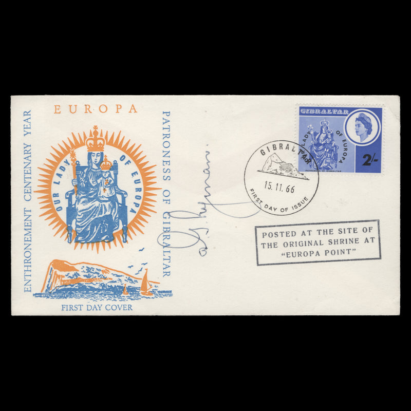 Gibraltar 1966 Our Lady of Europa first day cover signed by designer