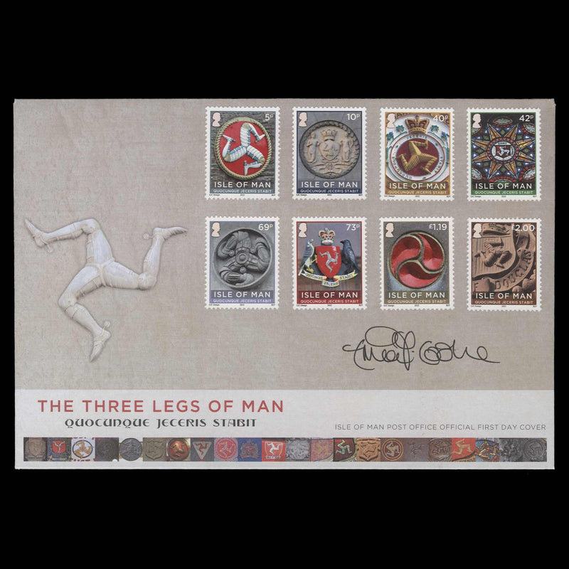 Isle of Man 2013 The Three Legs of Man cover signed by designer