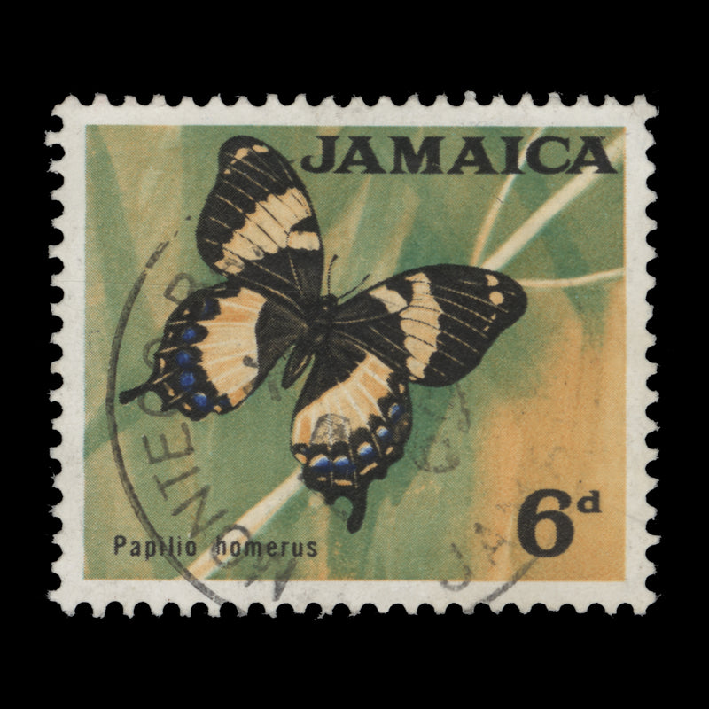 Jamaica 1964 (Variety) 6d Papilio Homerus with green partially missing
