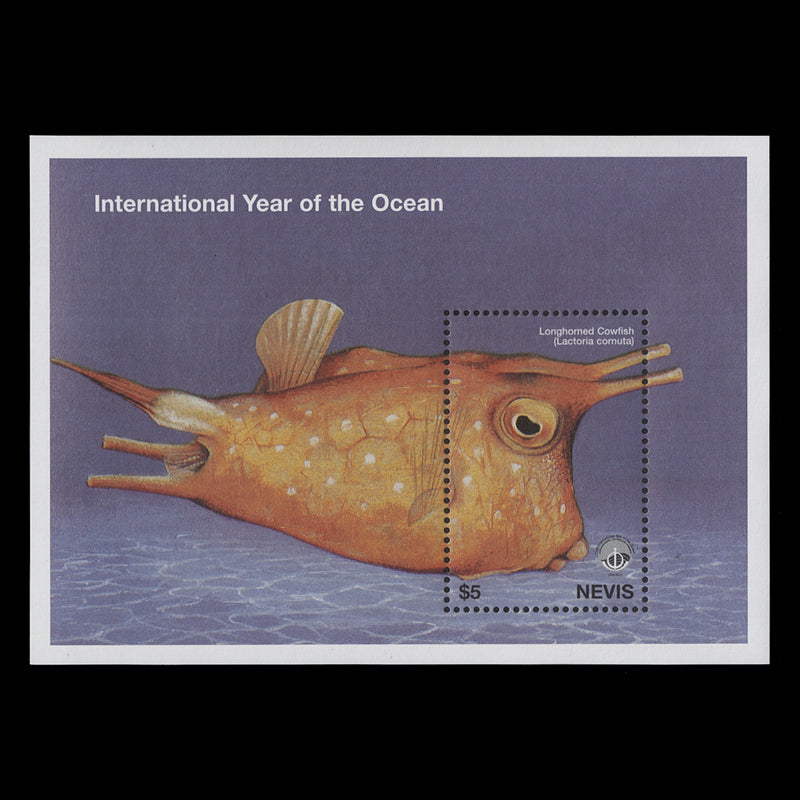 Nevis 1998 (MNH) $5 Longhorned Cowfish miniature sheet