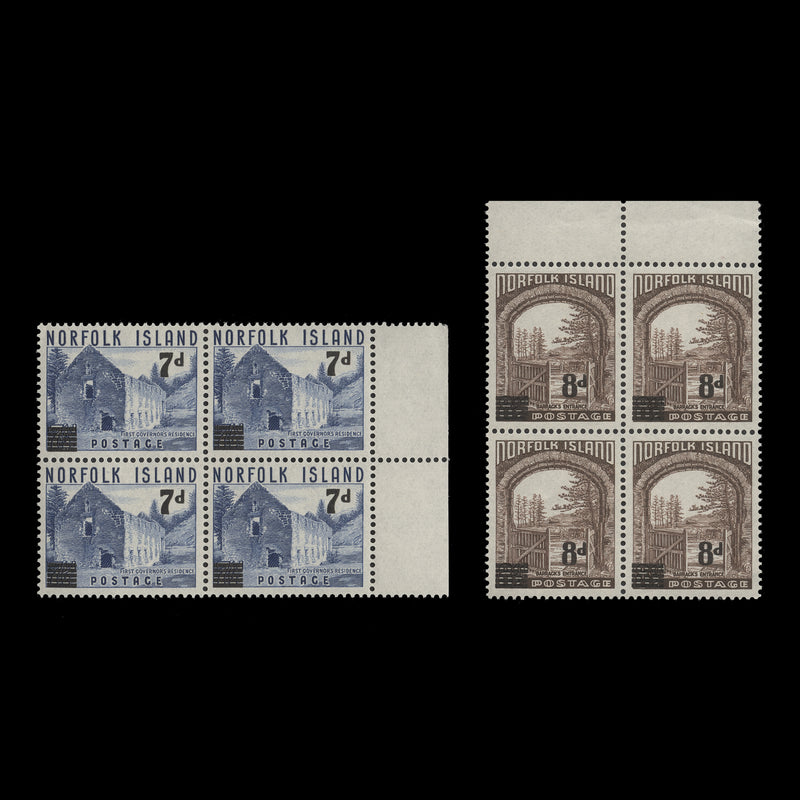 Norfolk Island 1958 (MNH) Provisionals blocks