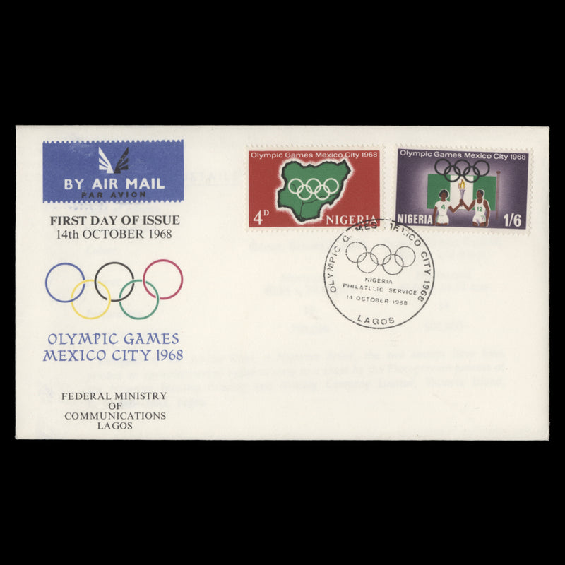 Nigeria 1968 Olympic Games, Mexico first day cover, LAGOS