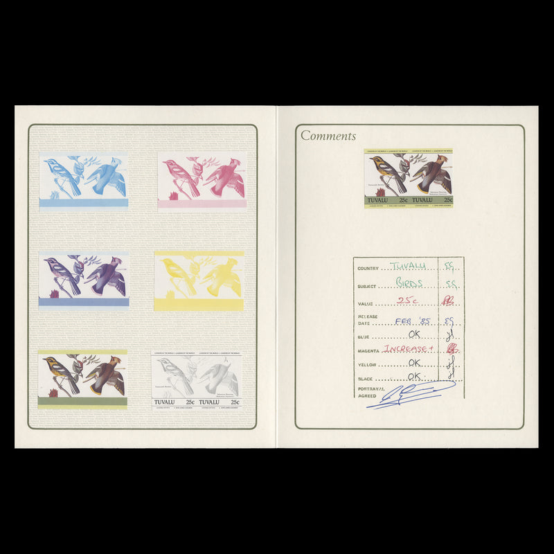 Tuvalu 1985 John J Audubon Birth Bicentenary proofs in presentation folders
