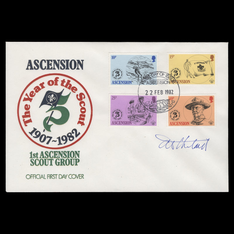 Ascension 1982 Scouting Anniversary first day cover signed by stamp designer