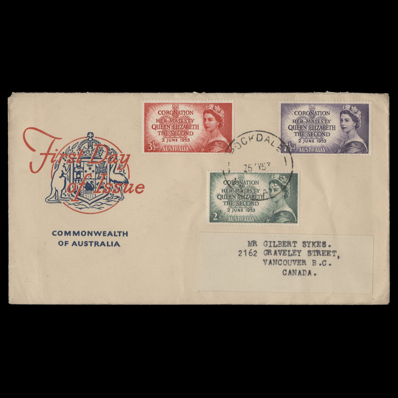 Australia 1953 Coronation first day cover, ROCKDALE