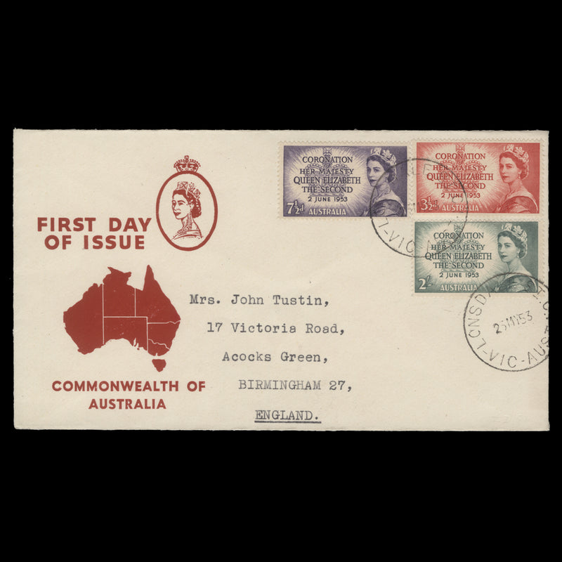Australia 1953 Coronation first day cover, LONSDALE ST