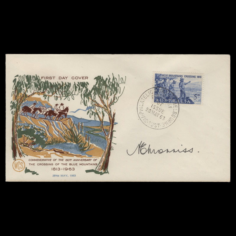 Australia 1963 Blue Mountains first day cover signed by stamp engraver