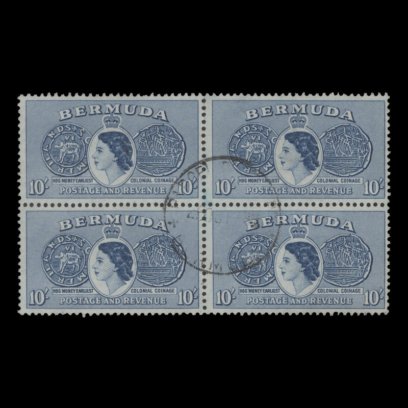 Bermuda 1953 (Used) 10s Tog Coin block