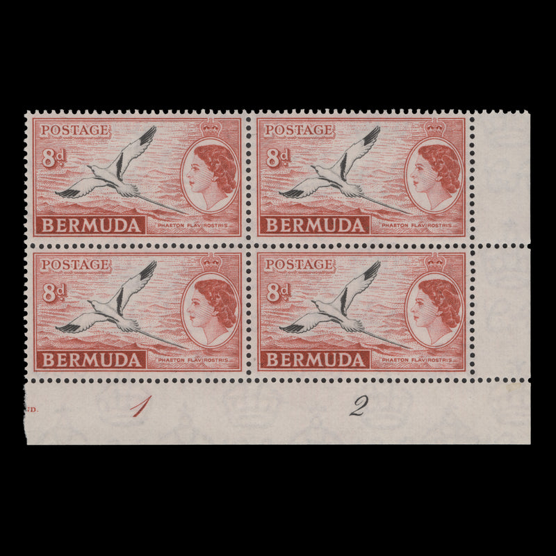 Bermuda 1960 (MLH) 8d White-Tailed Tropic Bird plate 1–2 block
