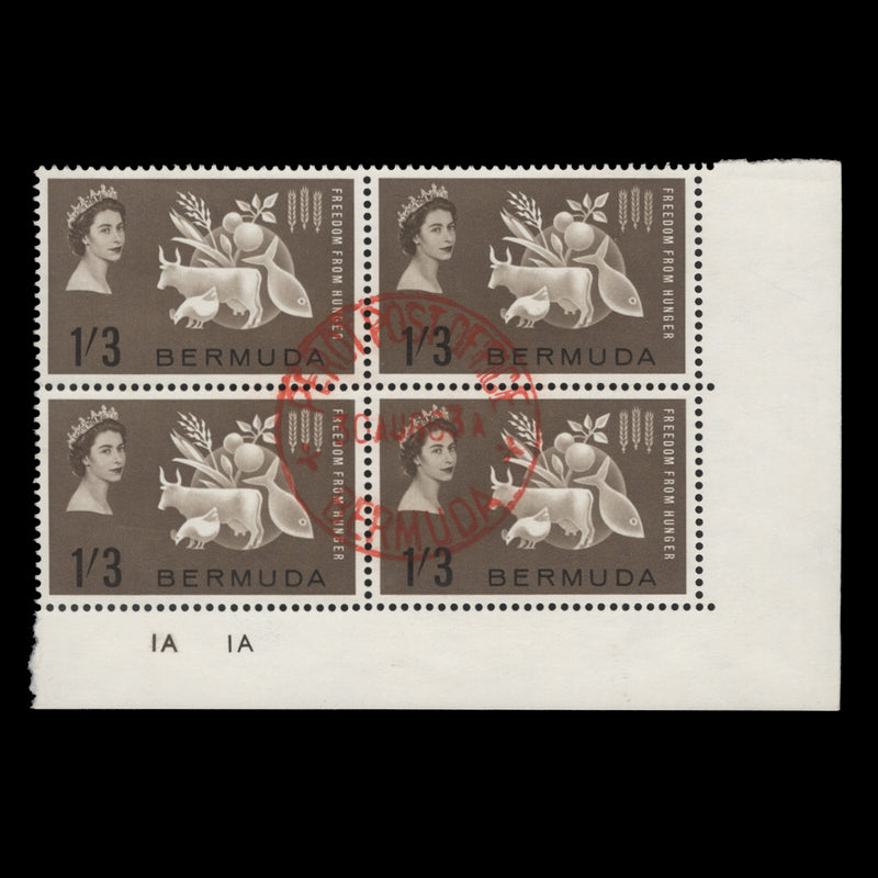 Bermuda 1963 (Used) 1s3d Freedom From Hunger plate 1A–1A bloc