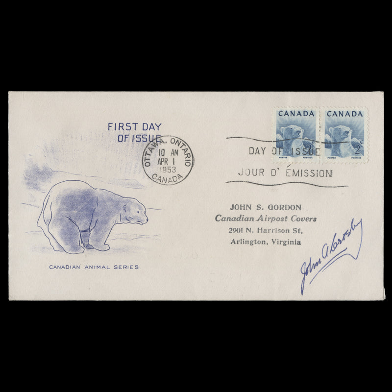 Canada 1953 National Wildlife Week first day cover signed by designer