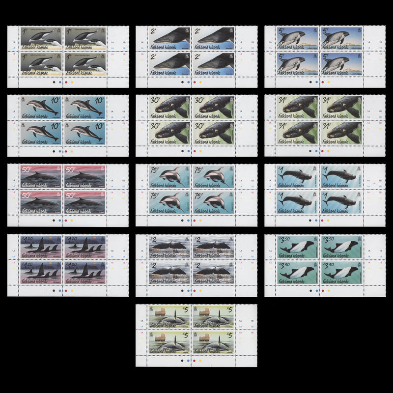 Falkland Islands 2012-16 (MNH) Whales & Dolphins Definitives plate blocks
