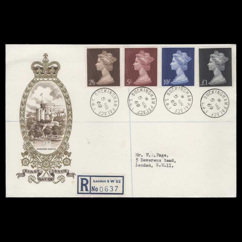 Great Britain 1969 Large-Format Definitives first day cover, BUCKINGHAM PALACE