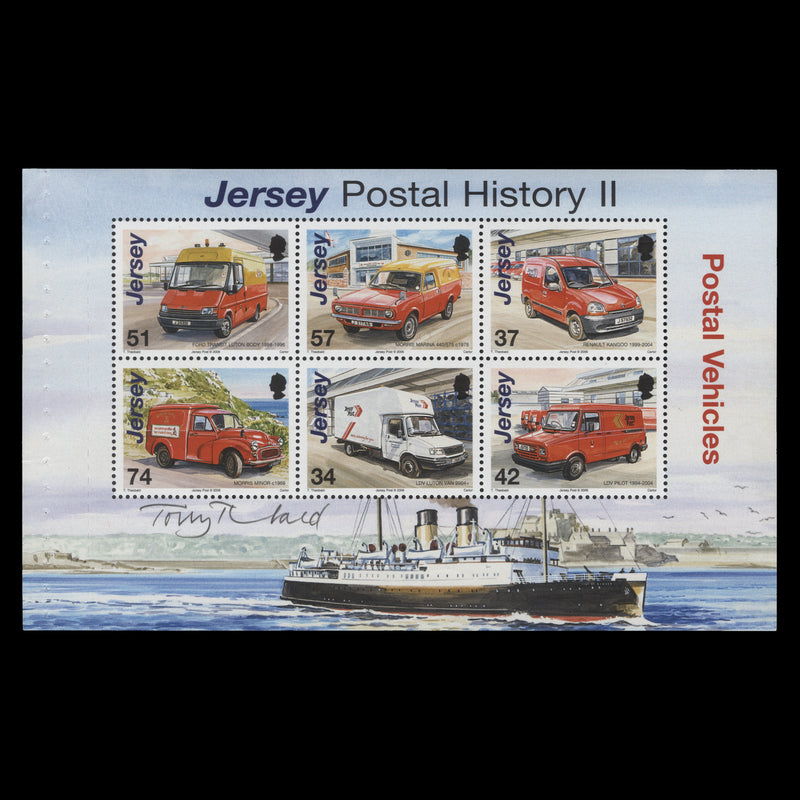 Jersey 2006 (MNH) Postal Vehicles booklet pane signed by designer