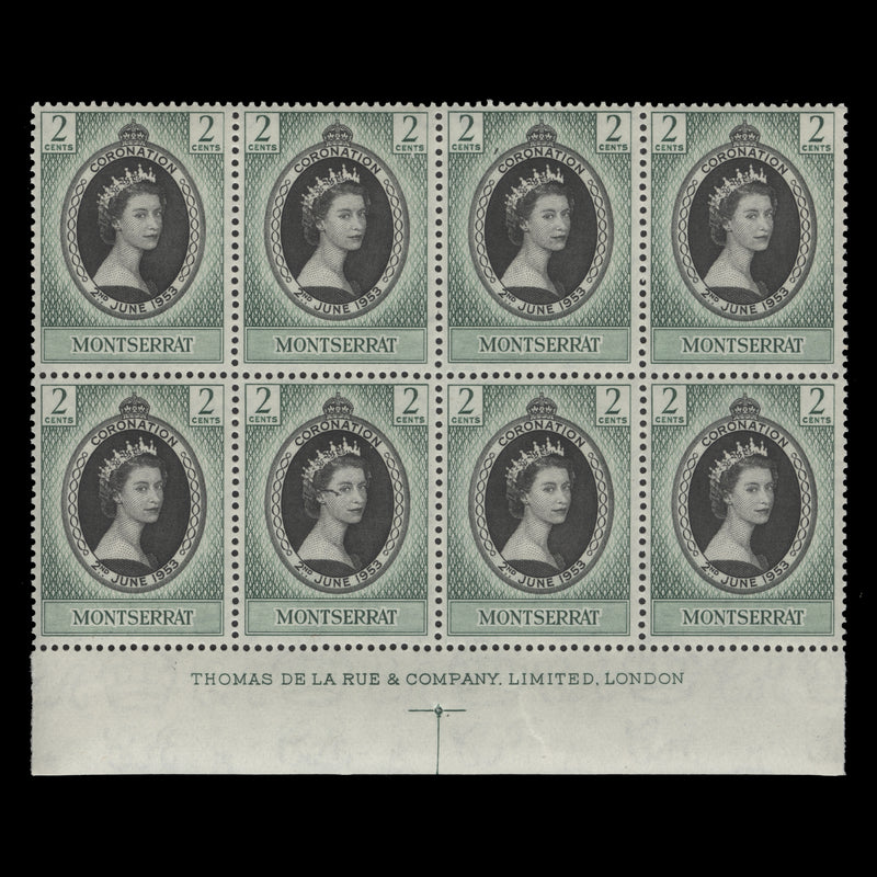 Montserrat 1953 (MNH) 2c Coronation imprint block