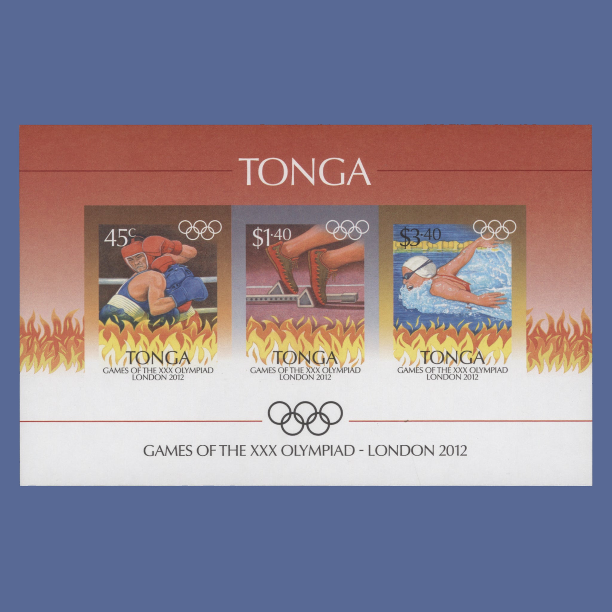 Tonga 2012 Olympic Games, London imperf proof miniature sheet – ZEBOOSE.COM