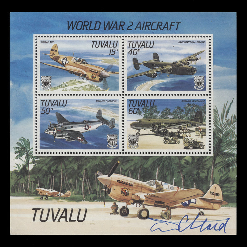 Tuvalu 1985 (MNH) World War II Aircraft miniature sheet signed by designer
