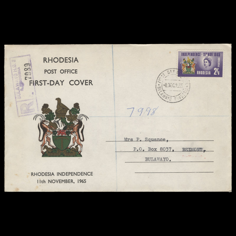 Rhodesia 1965 Independence first day cover, BULAWAYO
