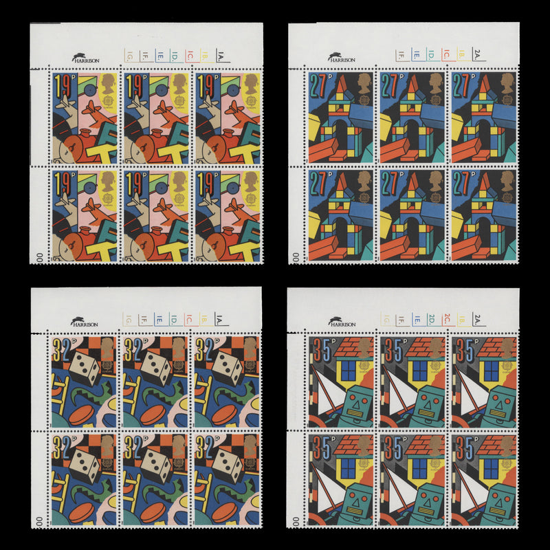 Great Britain 1989 (MNH) Games and Toys cylinder dot blocks