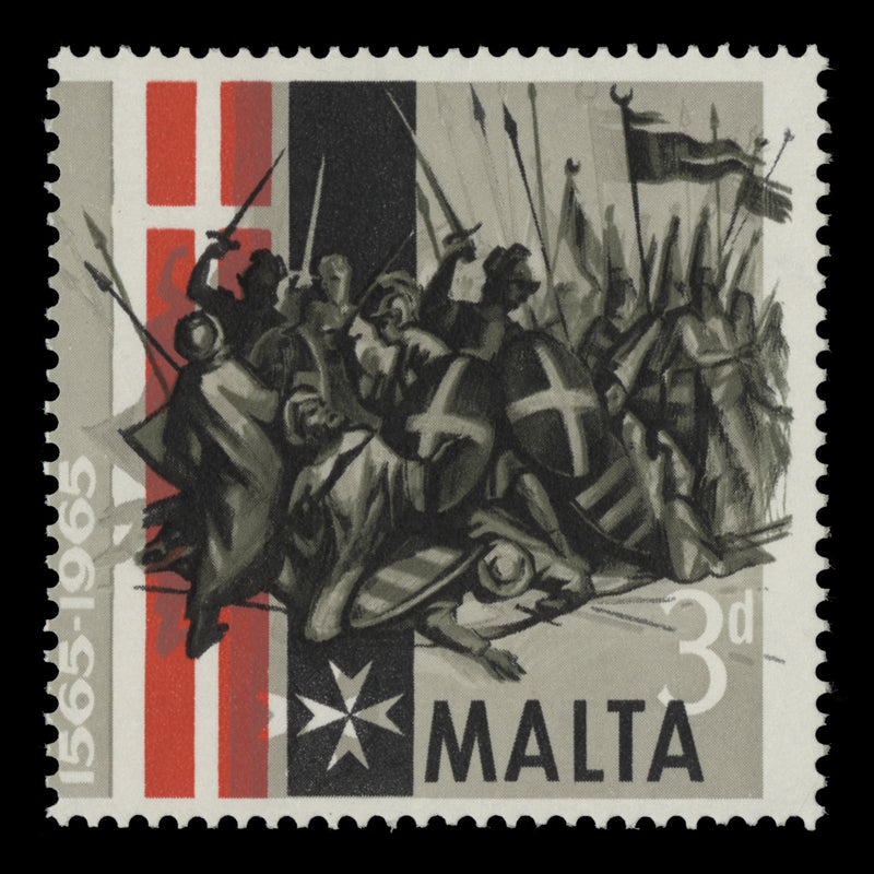 Malta 1965 (MNH) 3d Great Siege Anniversary light drab shift