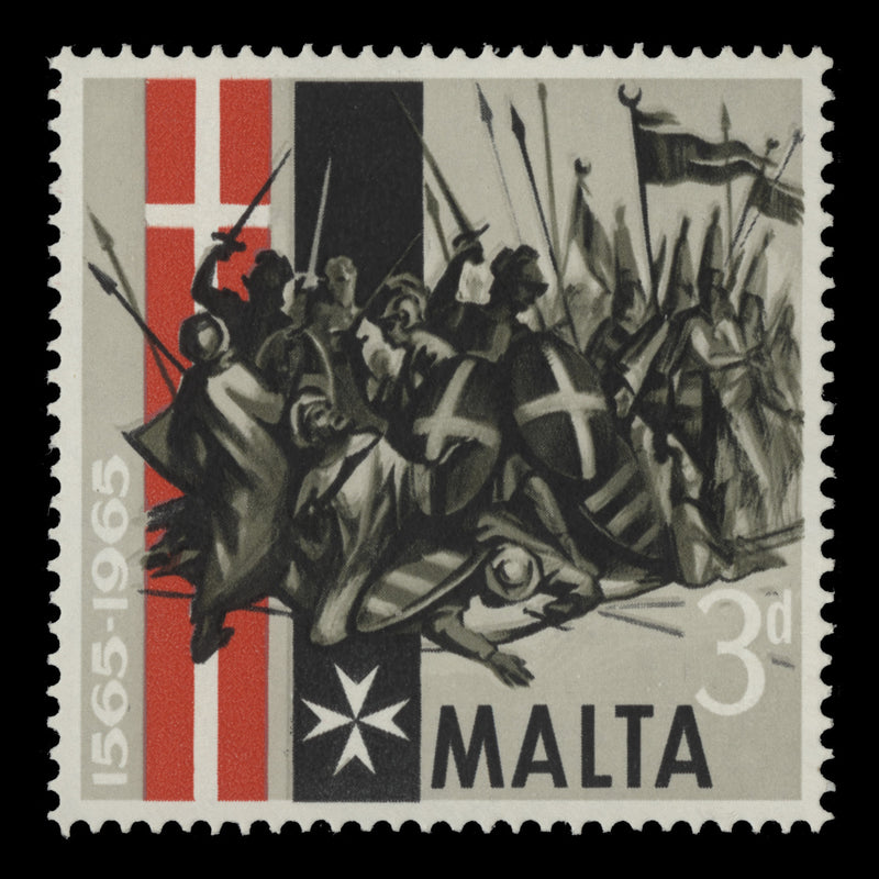 Malta 1965 (MNH) 3d Great Siege Anniversary light drab shift