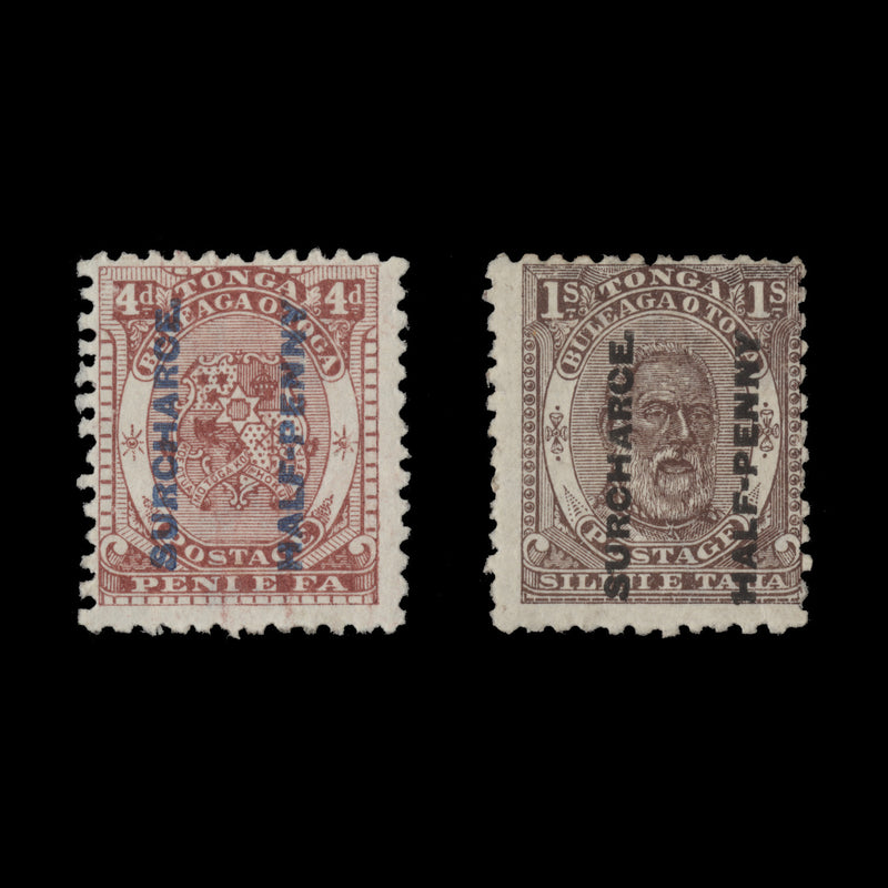 Tonga 1894 (Variety) Provisionals with misspelt 'SURCHARCE'