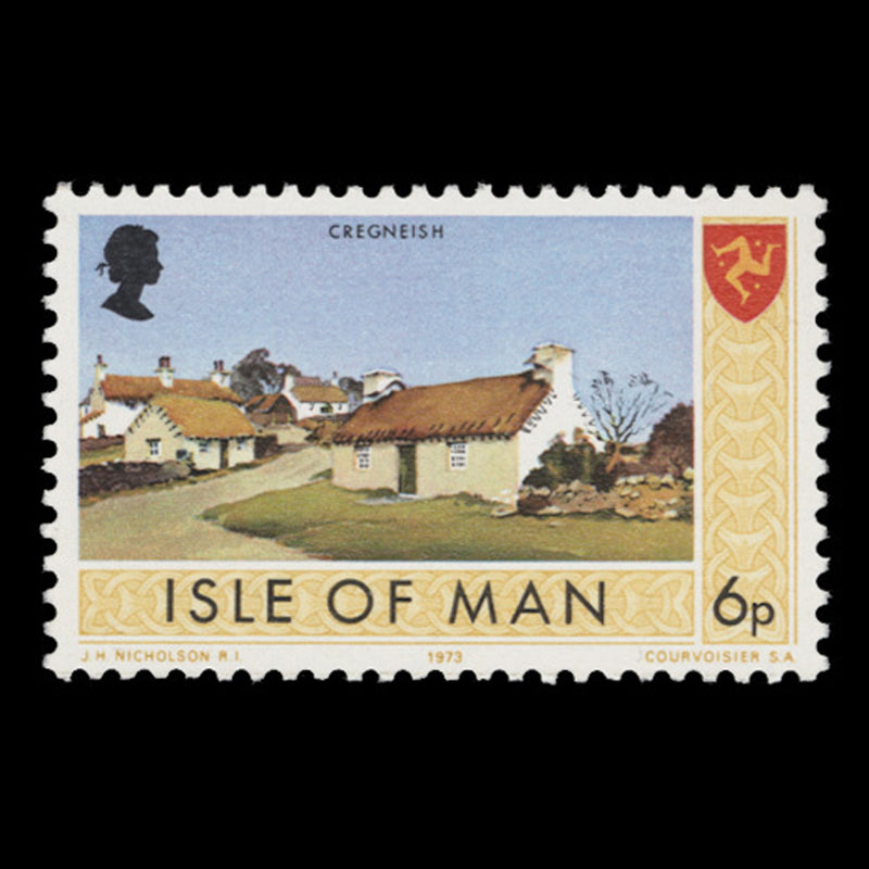 Isle of Man 1973 (Variety) 6p Cregneish with yellow-orange border