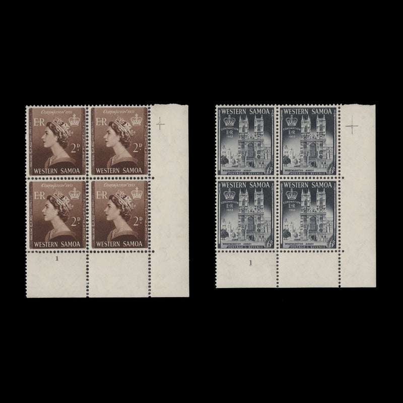 Samoa 1953 (MLH) Coronation plate 1 blocks