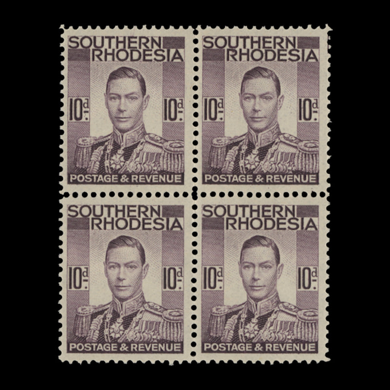 Southern Rhodesia 1937 (MNH) 10d Purple block