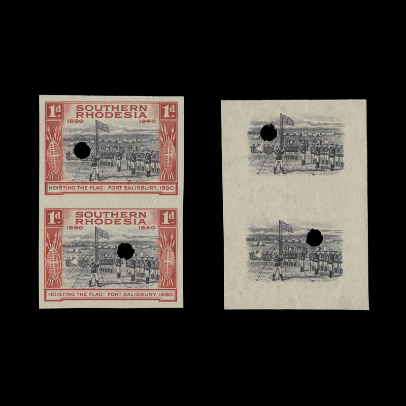 Southern Rhodesia 1940 (Proof) 1d BSAC Golden Jubilee imperf pairs