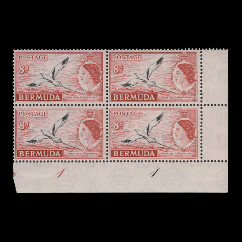 Bermuda 1955 (MLH) 8d White-Tailed Tropic Bird plate 1–1 block