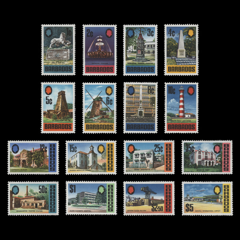 Barbados 1970 (MNH) Architecture Definitives, chalk-surfaced paper